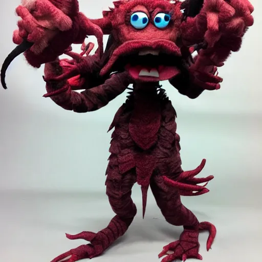 Image similar to demogorgon as a muppet. highly detailed felt. hyper real photo. 4 k.