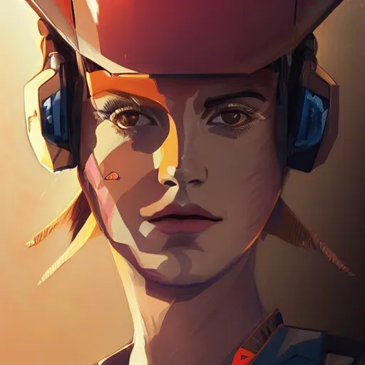 Image similar to a portrait of a stunning beautiful elite emma watson gundam pilot, with an intricate, detailed, urban inspired hiphop afro futuristic helmet, vector behance hd jesper ejsing, rhads, makoto shinkai, lois van baarle, ilya kuvshinov, rossdraws, hd, 3 2 k, ilya kuvshinov, gustav klimt