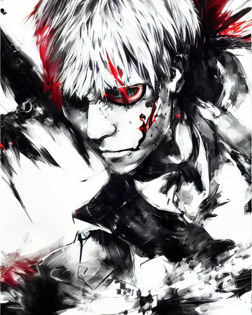 Prompt: kaneki ken, tokyo ghoul, painting by yoji shinkawa, sui ishida, yoshikata amano, collaborative painting, very detailed and high quality, 4 k, 8 k, artstation