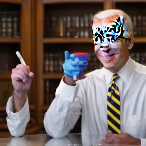 Image similar to joe biden doing chemical experiment