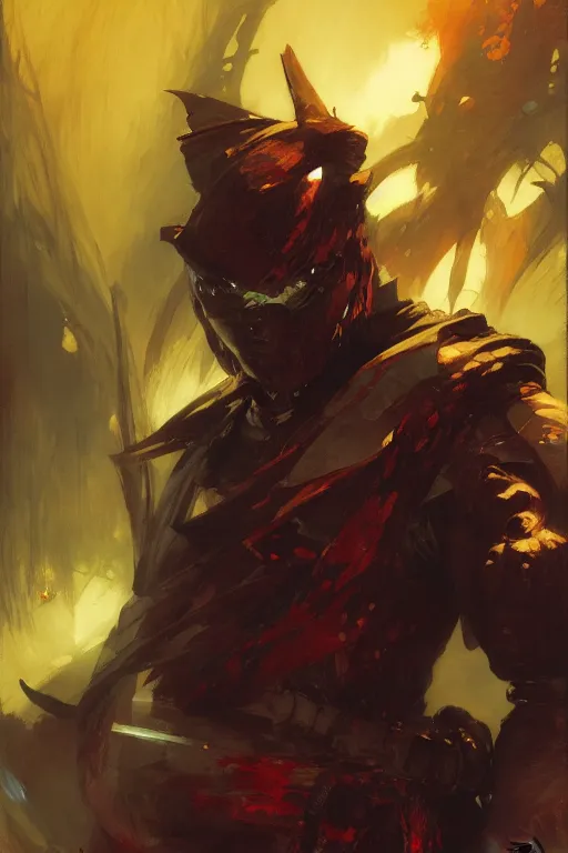 Prompt: ninja from the nth dimension, zool, portrait dnd, painting by gaston bussiere, craig mullins, greg rutkowski, yoji shinkawa