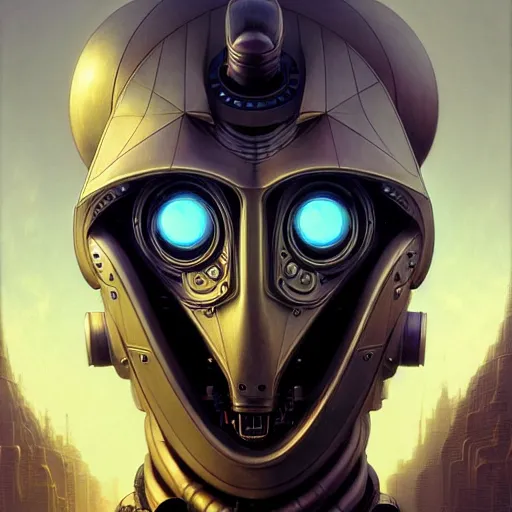 Image similar to low angle shot of a cyberpunk gazmask robot character, intricate, elegant, highly detailed, centered, digital painting, artstation, concept art, smooth, sharp focus, illustration, artgerm, Tomasz Alen Kopera, Peter Mohrbacher, donato giancola, Joseph Christian Leyendecker, WLOP, Boris Vallejo