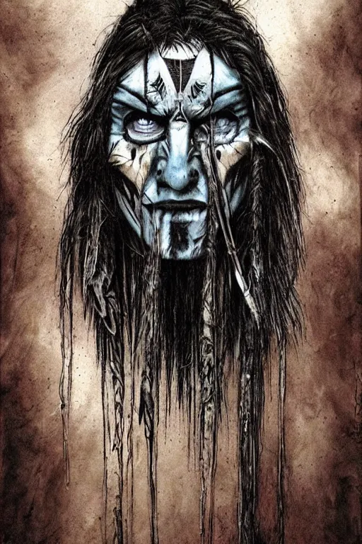 Image similar to mad native american skinwalker artwork by ben templesmith