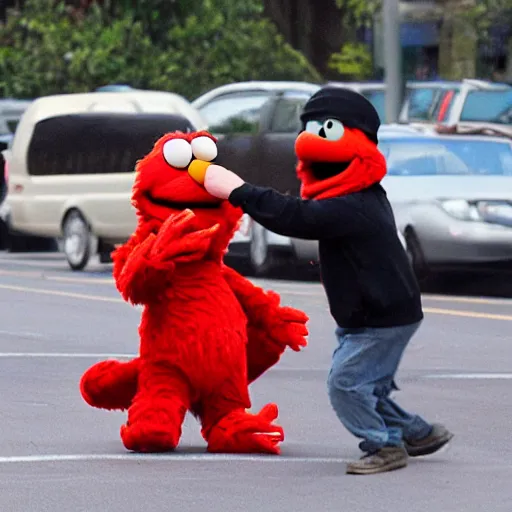 Image similar to elmo caught by paparazzi