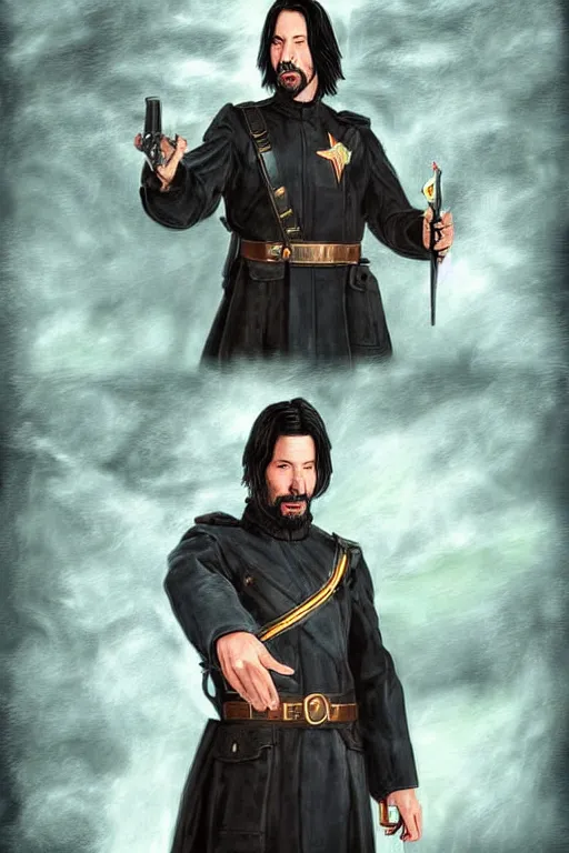 Image similar to keanu reeves as mage in uniform | digital painting | highly detailed | fantasy