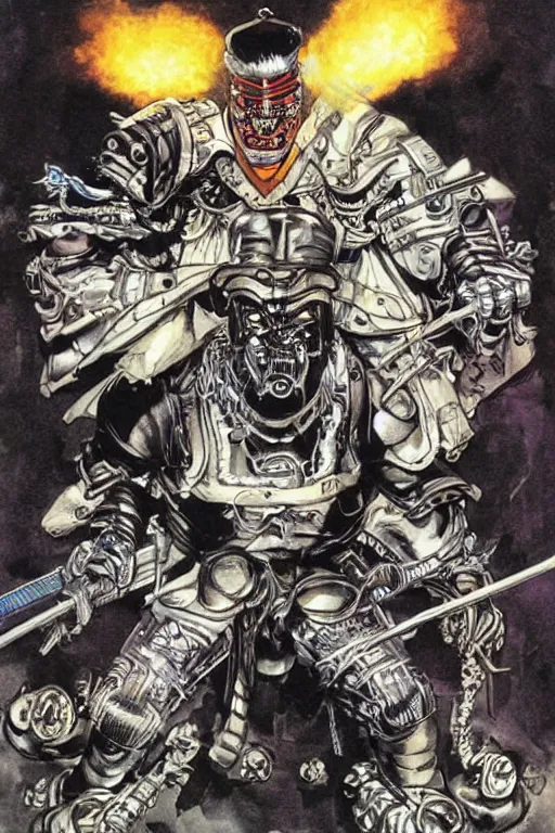 Image similar to cybernetic samurai general ghost by mark zug, simon bisley and daryl mandryk