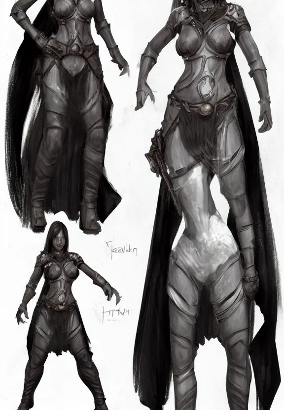 Prompt: dark fantasy female character profile realistic concept art by Julia Helen Jeffrey