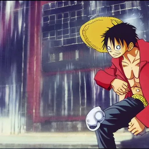 Image similar to luffy in the matrix movie