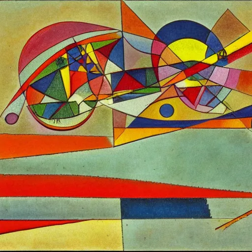 Prompt: point and line to plane, Kandinsky and Klee as generative artists