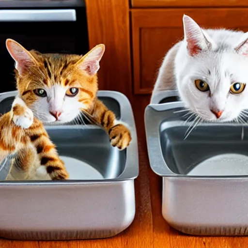 Image similar to two cats doing dishes