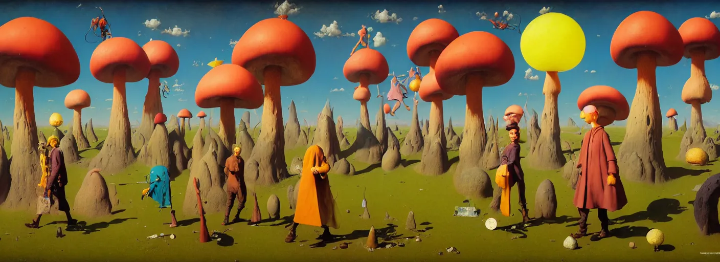 Image similar to full - body surreal colorful clay toadstool rpg character concept art anatomy, action pose, very coherent and colorful high contrast masterpiece by norman rockwell franz sedlacek hieronymus bosch dean ellis simon stalenhag rene magritte gediminas pranckevicius, dark shadows, sunny day, hard lighting, reference sheet white! background