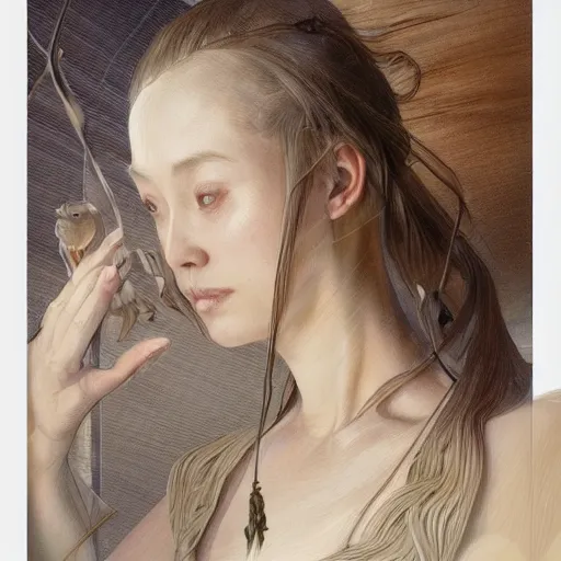 Image similar to Alissa Sugawara, physically accurate, dynamic lighting, intricate, elegant, highly detailed, digital painting, artstation, HR GIGER, Hieronymus Bosch, Francis Bacon, concept art, smooth, sharp focus, illustration, art by artgerm and greg rutkowski and alphonse mucha