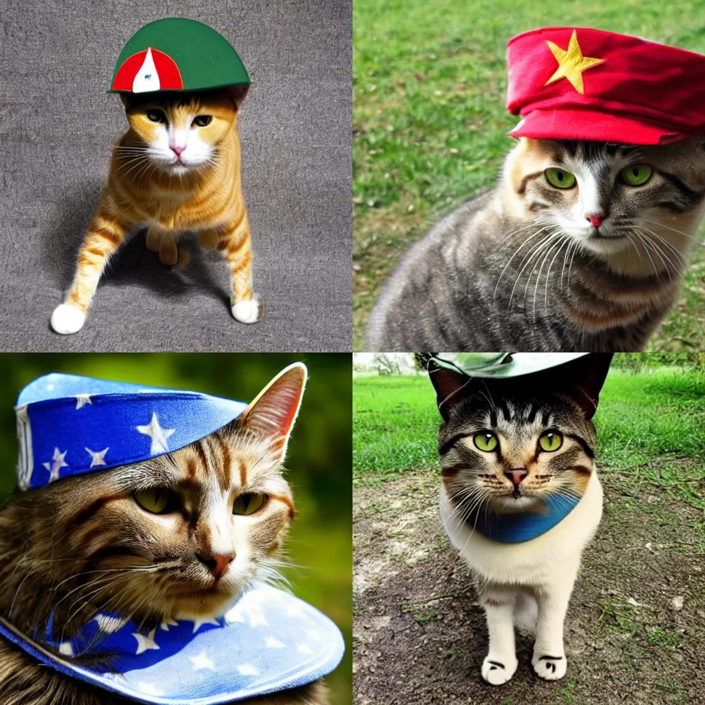 Prompt: cat wearing a vietnam hat