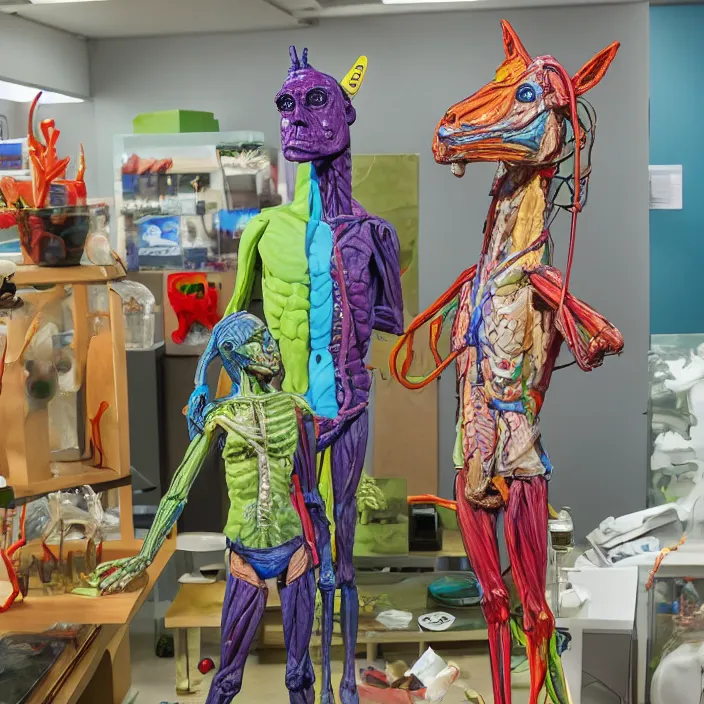 Prompt: bojack horseman, anatomical model made of plastic and glass, by damien hirst