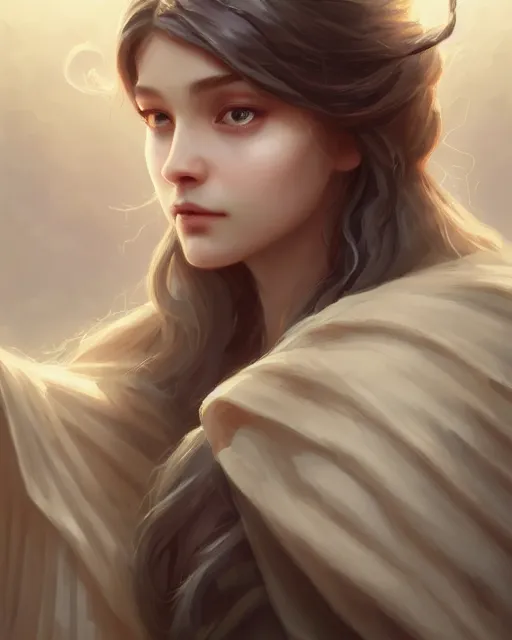 Image similar to highly detailed vfx - portrait of a gentle ghost, wonderful eyes, long hair, deep focus, d & d, fantasy, refined, elegant, high detail, digital painting, artstation, concept art, matte, clear focus, illustration, hearthstone, art from artgerm and greg rutkowski, fuji choco, victoria gavrilenko and hoang power line