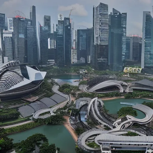Prompt: dystopian singapore