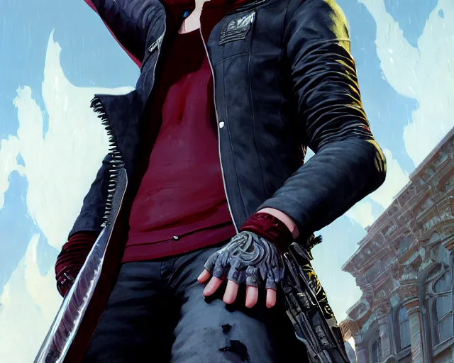 Prompt: highly detailed portrait of jensen ackles as dante, in devil may cry 5, stephen bliss, unreal engine, fantasy art by greg rutkowski, loish, rhads, ferdinand knab, makoto shinkai and lois van baarle, ilya kuvshinov, rossdraws, tom bagshaw, global illumination, radiant light, detailed and intricate environment