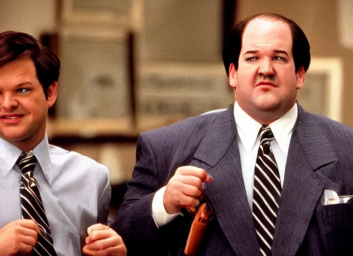 Prompt: !!!Kevin Malone!!! as Gordon Gecko in Wall Street 1987