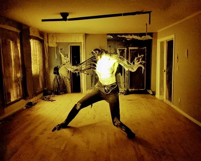 Image similar to transparent horror monster living room interior photos shot on iphone, dynamic pose, full body shot, sharp focus, grainy, corpse, paranormal flashlight,