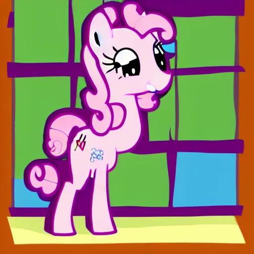 Image similar to Pinkie Pie in Sugarcube Corner, drawn by a professional brony artist, show-accurate, in the style of Friendship is Magic