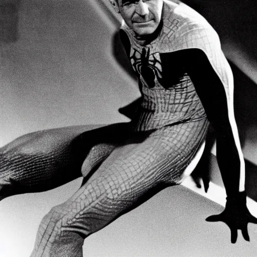 Prompt: sean connery as spiderman, movie still