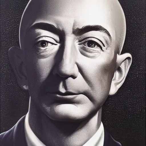 Prompt: Jeff Bezos. Zdzisław Beksiński