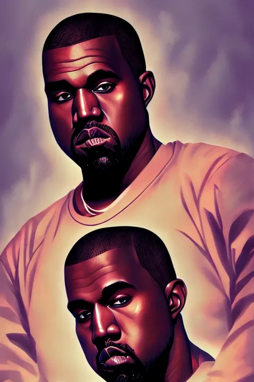 Image similar to kanye west, manga cover art, detailed color portrait, artstation trending, 8 k, greg rutkowski