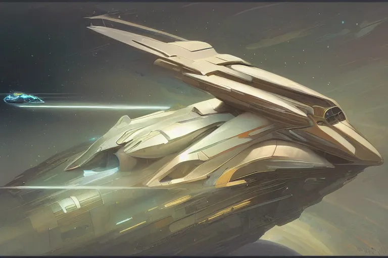 Image similar to A spaceship in the shape of a duck elegant, highly detailed, digital painting, artstation, concept art, smooth, sharp focus, illustration, art by Krenz Cushart and Artem Demura and alphonse mucha