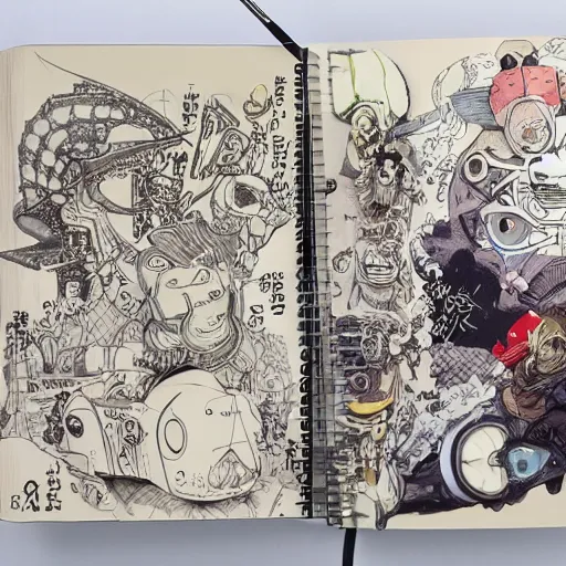 Prompt: amazing sketchbook tour by Terada Katsuya, koji morimoto, tatsuyuki tanaka