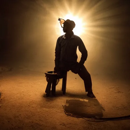 Image similar to a dramatic photograph of worker from india, cinematic lighting