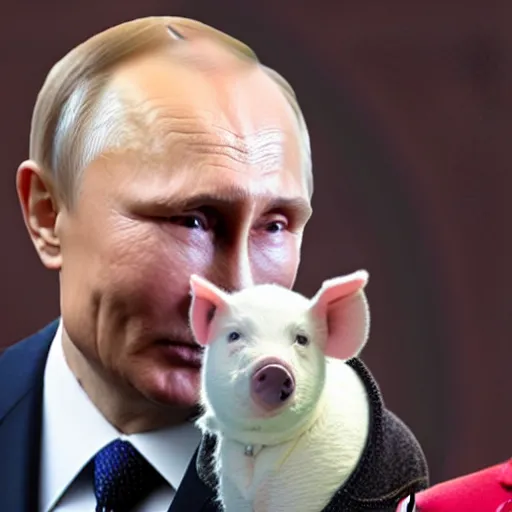 Image similar to putin with pig nose and dog ears