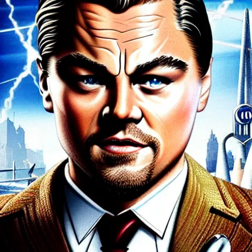 Image similar to movie poster depicting andrew ryan, portrayed by leonardo dicaprio, in a new live - action bioshock movie premiering on netflix