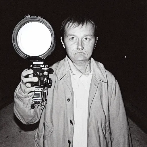 Prompt: analog medium format night flash portrait in new york, 1 9 6 0 s, photographed on expired film, detailed photograph