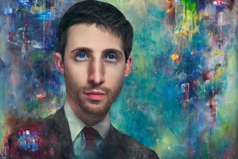 Prompt: portrait of a man standing inside a dream by lina iris viktor, oil painting, decollage 4 k