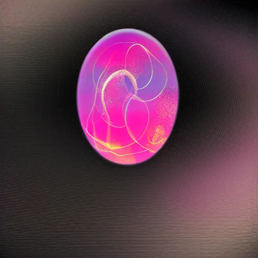 Prompt: realistic oval glass filled with pink mysterious soul digital art, magic