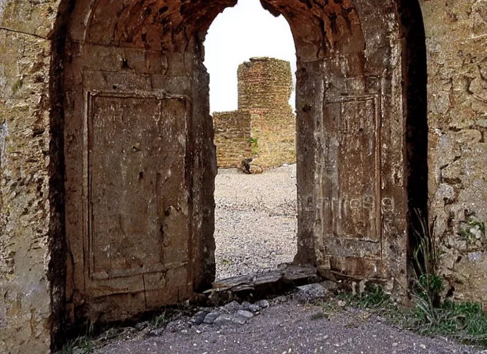 Prompt: ruins doorway by sainker.