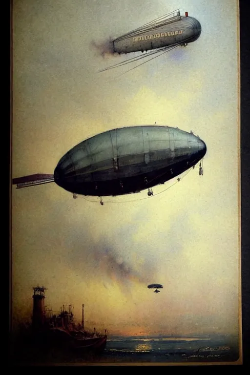 Prompt: (((((1950s airship blimp dirigible . muted colors.))))) by Jean-Baptiste Monge !!!!!!!!!!!!!!!!!!!!!!!!!!!