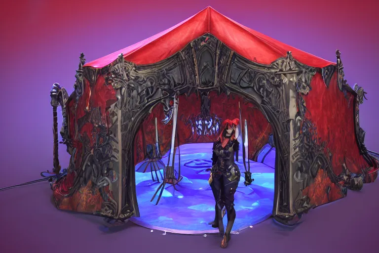 Prompt: 3d sculpt of a huge gothic circus tent, artstaton, world of warcraft, League of Legends, red dead redemption2, overwatch, digital illustration