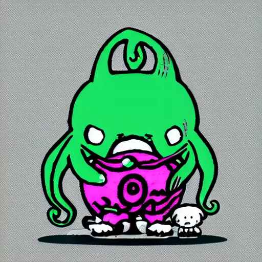 Prompt: cthulhu hellokitty realistic