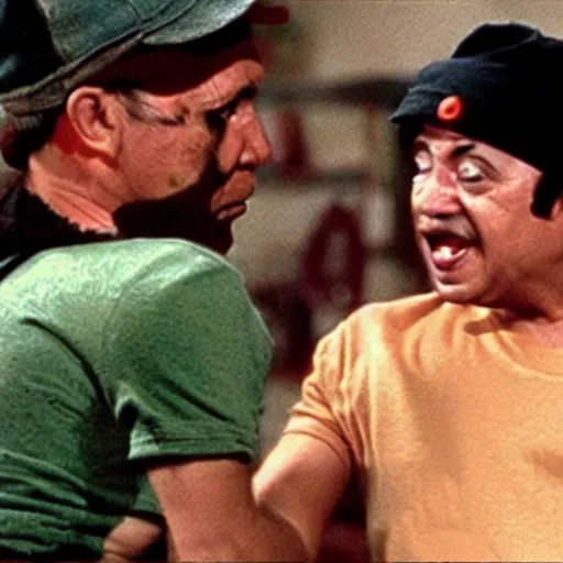 Prompt: el chavo del ocho, a still of an action movie