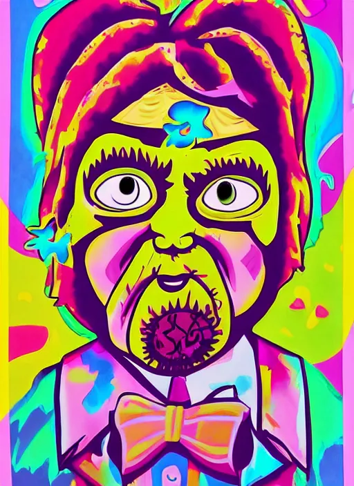 portrait of Leatherface in a cutesy style by Lisa Frank | Stable ...