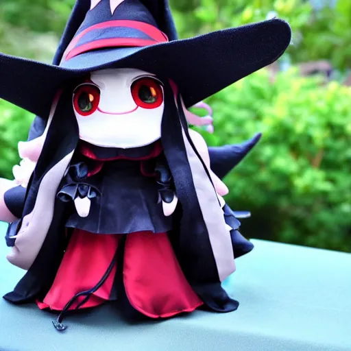 Image similar to extremely cute and scary fumo plush of a cursed witch girl