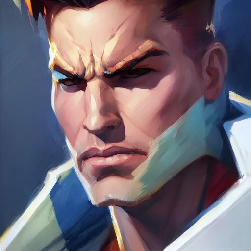 Image similar to Greg Manchess portrait painting of Gambit as Overwatch character, medium shot, asymmetrical, profile picture, Organic Painting, sunny day, Matte Painting, bold shapes, hard edges, street art, trending on artstation, by Huang Guangjian and Gil Elvgren and Sachin Teng