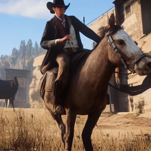 Image similar to Film still of Matt Smith, from Red Dead Redemption 2 (2018 video game)