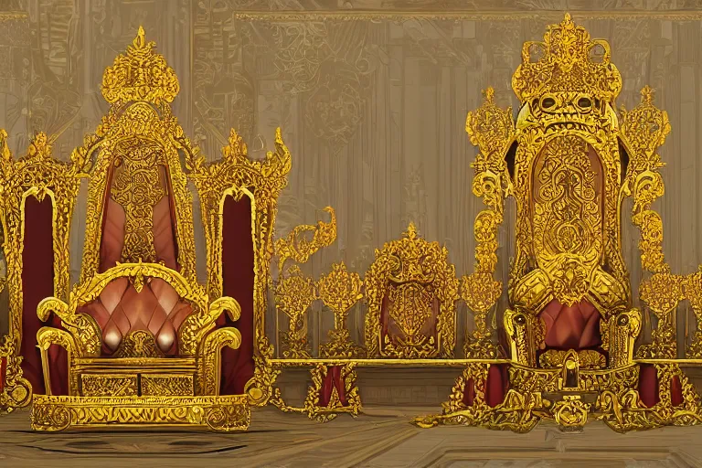 Prompt: Massive throne room of a royal Filipino palace, gilded and decorated with jewels, concept art, arstation