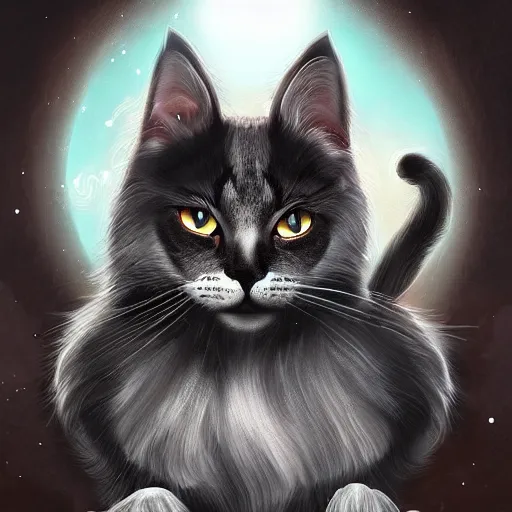 Image similar to god of cats, digital art