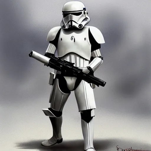 Image similar to an imperial stormtrooper walking, full body photography, extremely long shot, long shot, full-length, head-to-toe, concept art by Doug Chiang cinematic, realistic painting, high definition, concept art, the Mandalorian concept art style