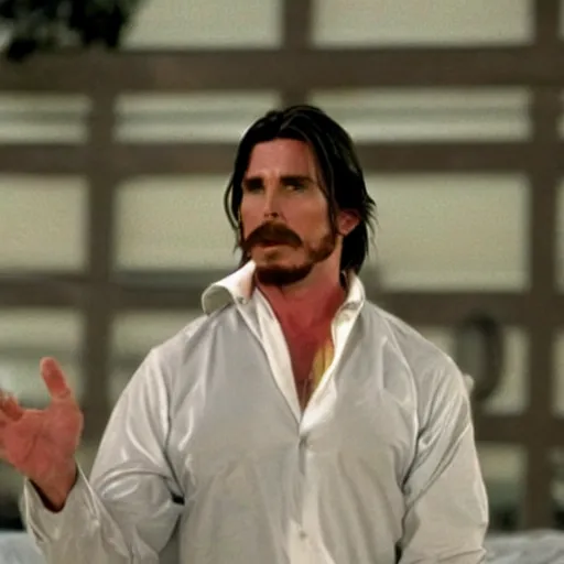 Image similar to film still of christian bale as god in bruce almighty