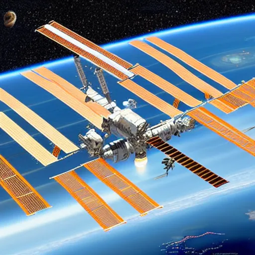 Prompt: illustration of the international space station