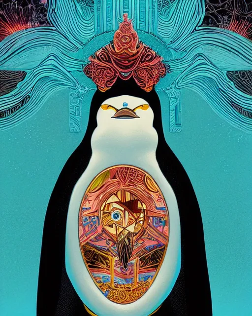 Image similar to Tristan Eaton, victo ngai, peter mohrbacher, artgerm portrait of a symmetrical penguin